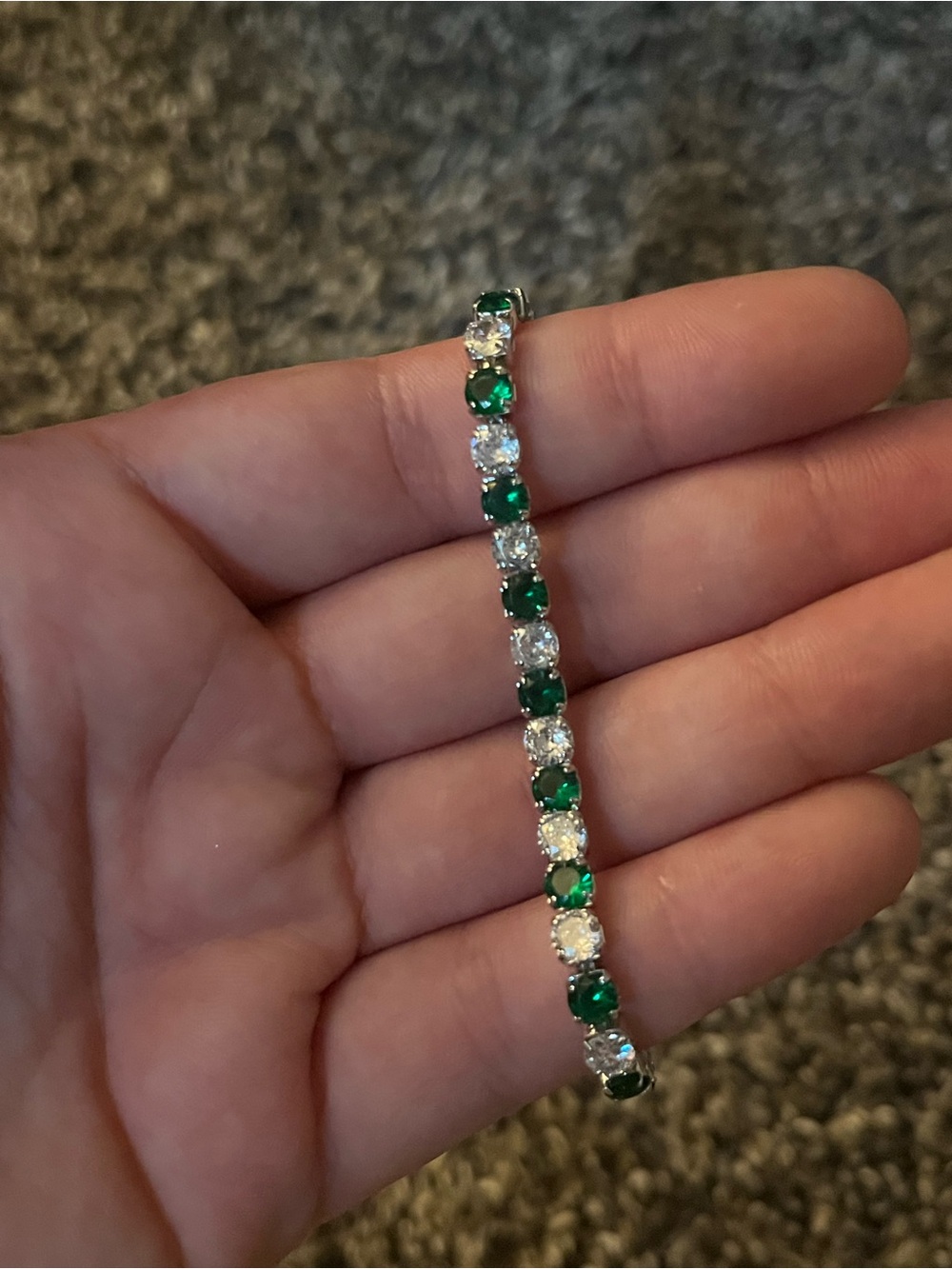 Classic Emerald and White Stone Tennis Bracelet - Women Jewelry
